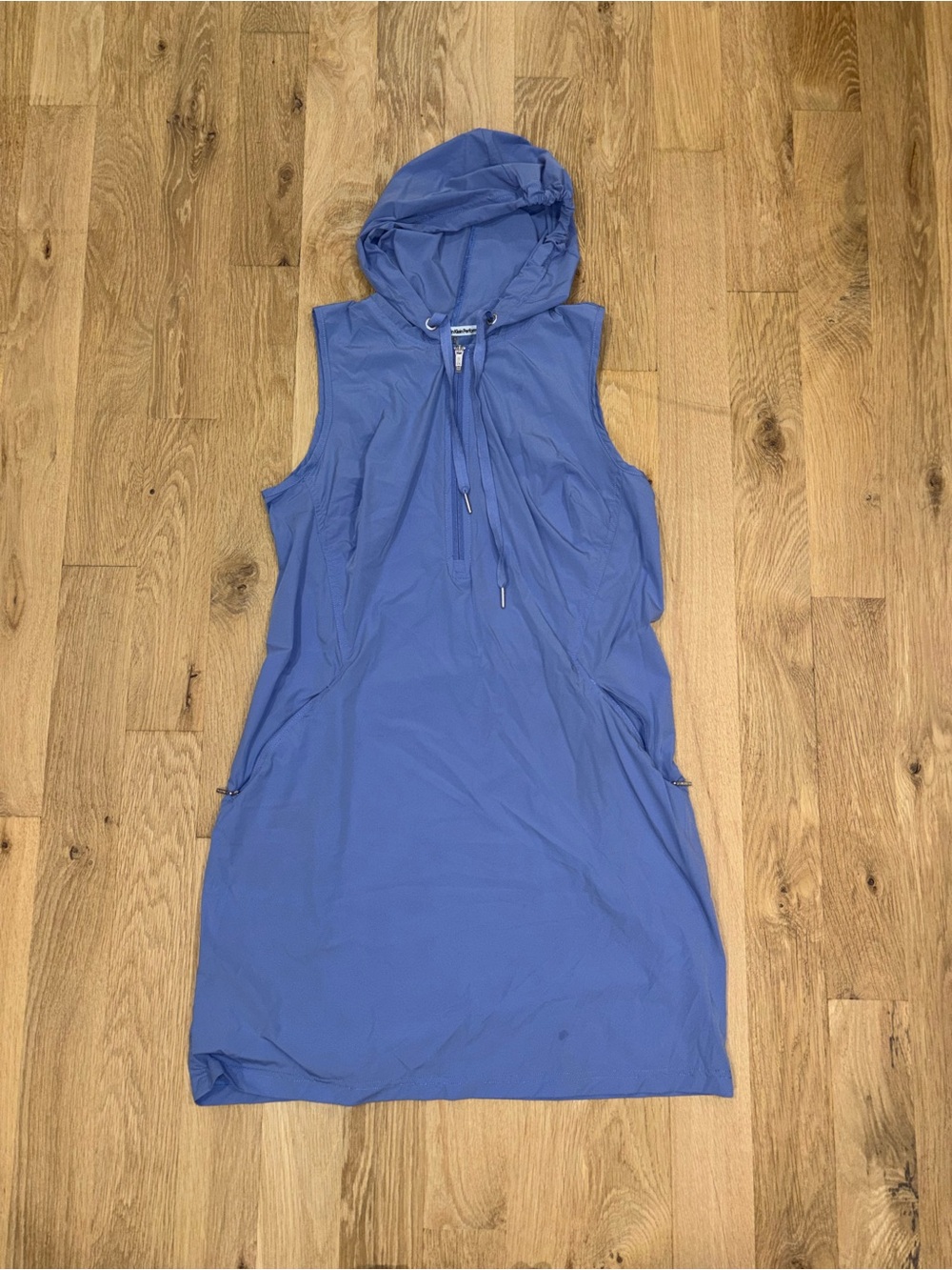 Womens Sleeveless Hooded One-Piece Dress - Blue